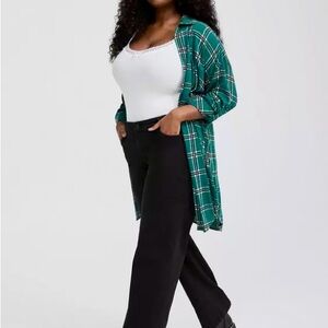 Torrid  Oversized Teal Plaid Open Kimono